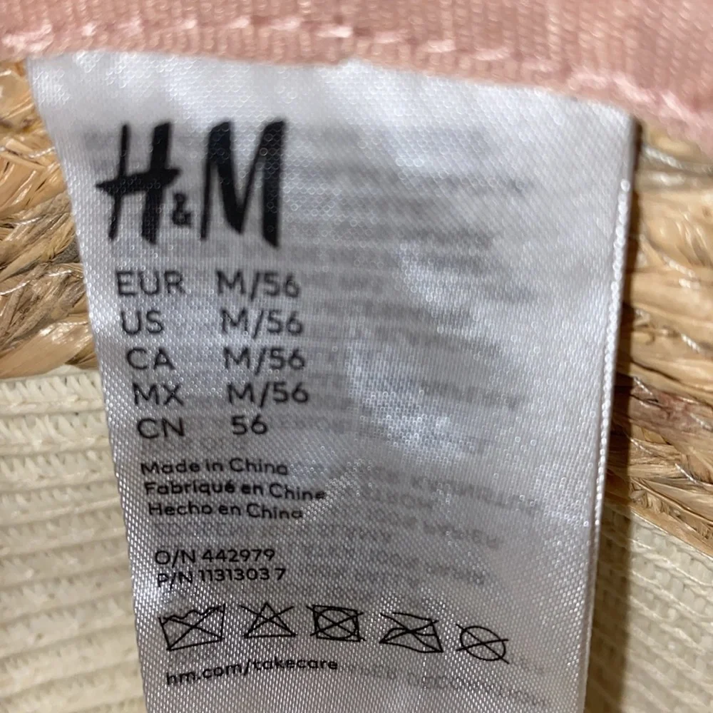 H&M Unisex Floppy Tri Colored Paper Straw Beige-Neutral and Cream Hat Size Med.